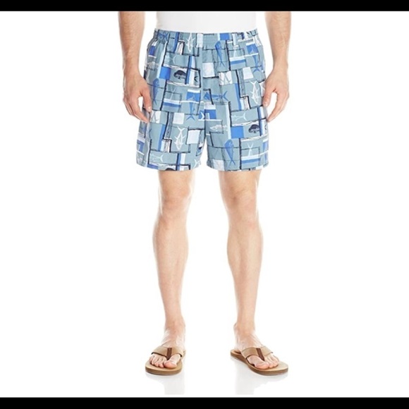 Columbia Backcast II Printed Swim Trunks Blue Fish​​​​​​​​​​ - Picture 1 of 15